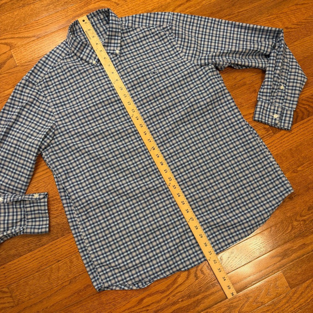 Vineyard Vines Performance Button Down Shirt Mens Large Stretch Blue Check Whale - Picture 5 of 8